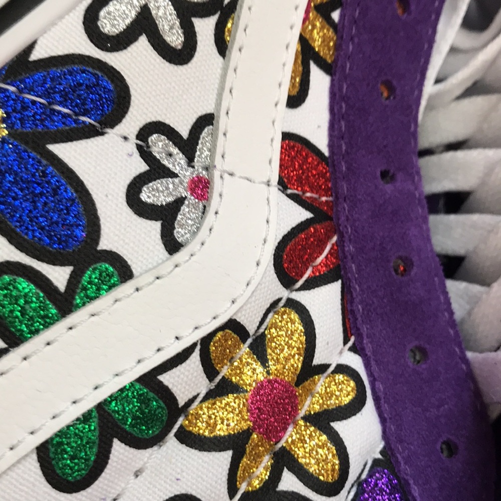 Vans sk8-hi platiform glitter daises purple new - Picture 3 of 3